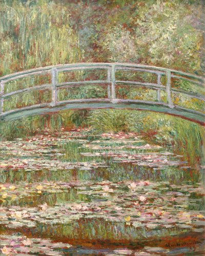 Brug over een vijver met waterlelies door Claude Monet